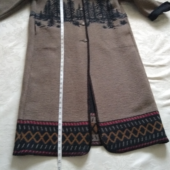 Shawl collar wearable art blanket wool blend Italy maxi long coat folklore - Picture 5 of 9